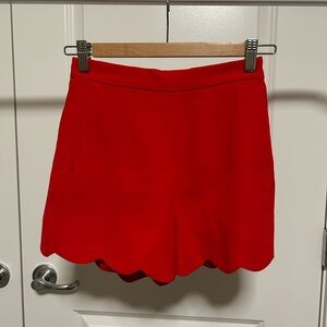 Wilfred Aritzia Red Scalloped Hem Women's Shorts